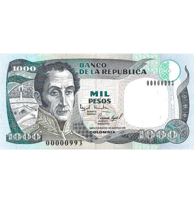 Colombia Pesos N Mero Bajo D Gitos No Unc