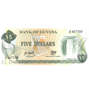 Guayana 5 Dólares 1992 ND Pick 22f - 1