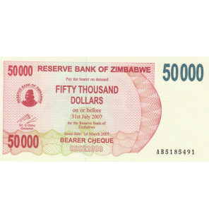 Zimbabue 50 000 Dólares...