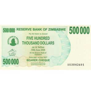Zimbabue 500 000 Dólares...