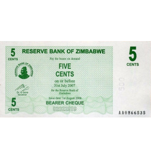 Zimbabue 5 Centavos  2006...