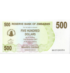 Zimbabue 500 Dólares 2006...