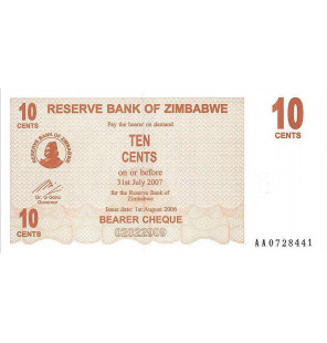 Zimbabue 10 Centavos  2006...