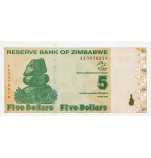 Zimbabue 5 Dólares 2009...