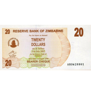 Zimbabue 20 Dólares 2006...