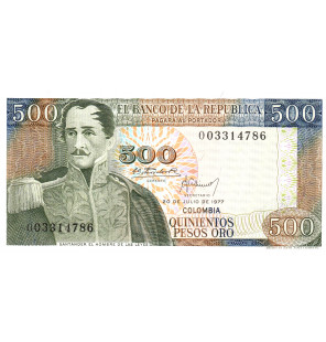 Colombia 500 Pesos Oro 1977...