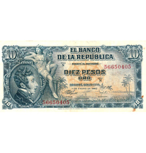 Colombia 10 Pesos Oro 1960...