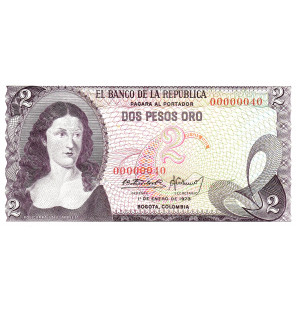 Colombia 2 Pesos Oro 1973...