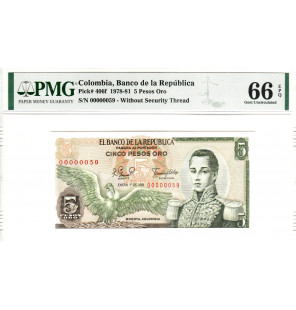 Colombia 5 Pesos Oro...