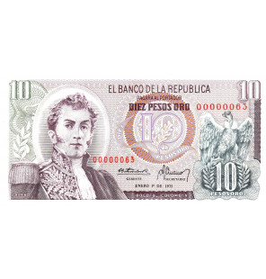 Colombia 10 Pesos Oro 1975...