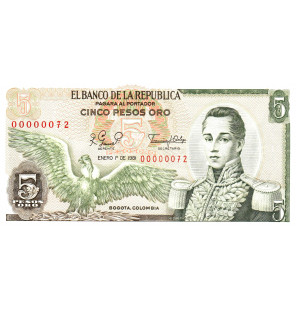 Colombia 5 Pesos Oro 1981...