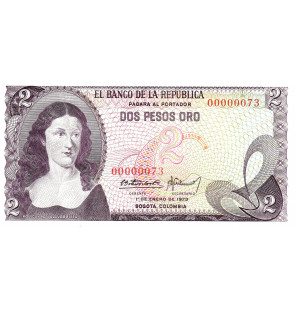 Colombia 2 Pesos Oro 1973...