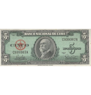 Cuba 5 Pesos 1960 Pick 92a....