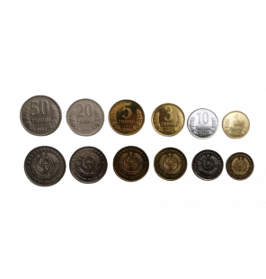 Uzbekistán set de 6 monedas...