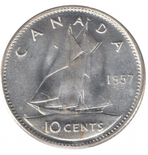 Canadá 10 Centavos 1957 KM...