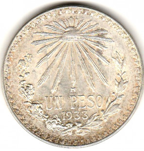 México 1 Peso 1933 Km 455...