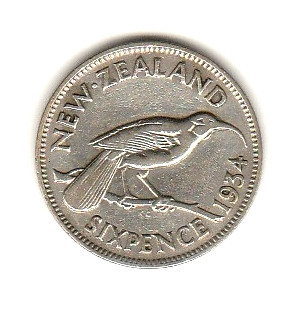 Nueva Zelanda 6 Pence...