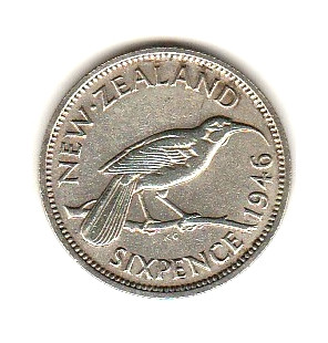 Nueva Zelanda 6 Pence 1946...