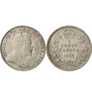 Canadá 5 Centavos 1907 KM...