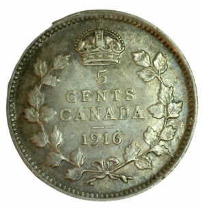 Canadá 5 Centavos 1916 KM...