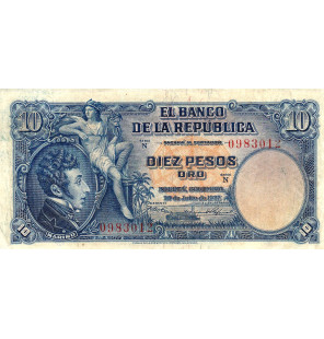 Colombia 10 Pesos Oro 1927...