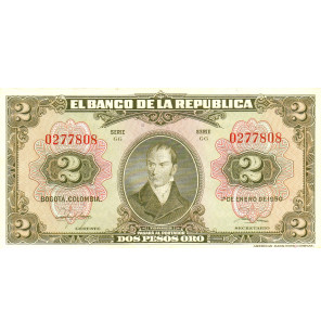 Colombia 2 Pesos Oro 1950...