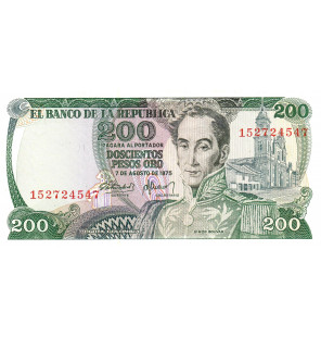 Colombia 200 Pesos Oro 1975...