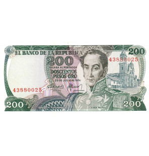 Colombia 200 Pesos Oro 1974...