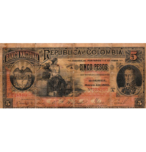 Colombia 5 Pesos 1895 Pick...