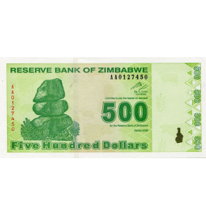 Zimbabue 500 Dólares 2009...