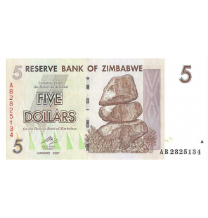Zimbabue 5 Dólares 2007...