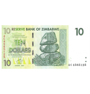 Zimbabue 10 Dólares 2007...