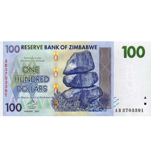Zimbabue 100 Dólares 2007...