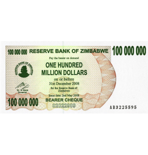 Zimbabue 100.000.000...