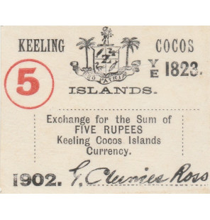 Isla Cocos 5 Rupias 1902...