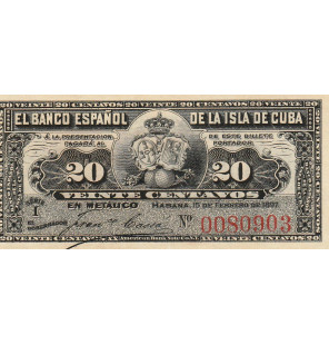 Cuba 20 Centavos 1897  Pick...