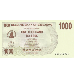 Zimbabue 1.000 Dólares 2006...
