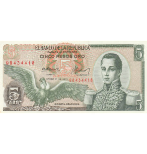 Colombia 5 Pesos Oro 1973...