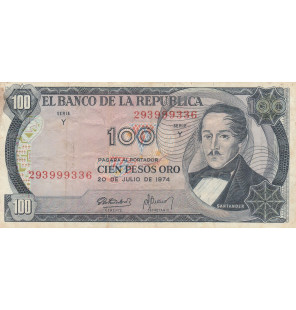 Colombia 100 Pesos Oro 1974...