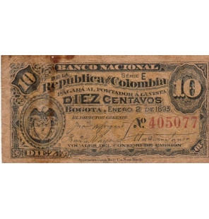 Colombia 10 Centavos 1893...