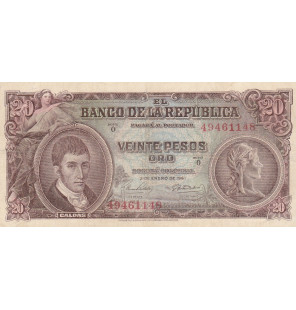 Colombia 20 Pesos Oro 1961...