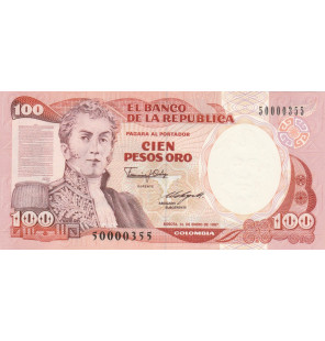 Colombia 100 Pesos Oro 1987...