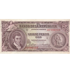 Colombia 20 Pesos Oro 1953...