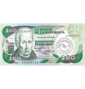 Colombia 200 Pesos Oro 1985...