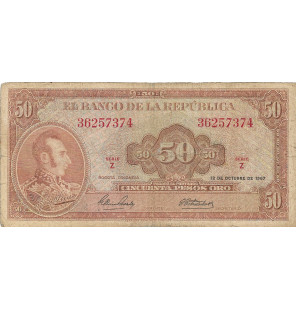 Colombia 50 Pesos Oro 1967...