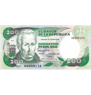 Colombia 200 Pesos Oro 1988...
