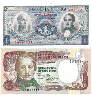 Set de Colombia 1 Peso Oro...