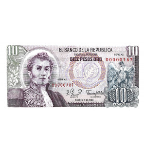 Colombia 10 Pesos Oro 1980....