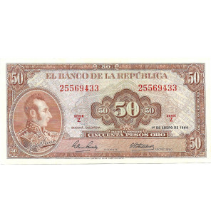 Colombia 50 Pesos Oro 1964