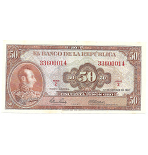 Colombia 50 Pesos Oro 1967....